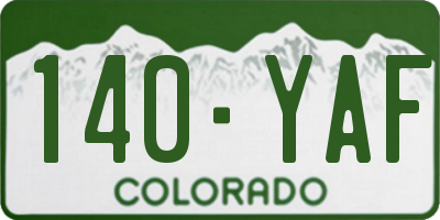 CO license plate 140YAF