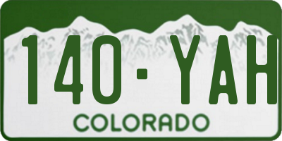 CO license plate 140YAH
