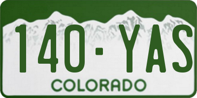 CO license plate 140YAS