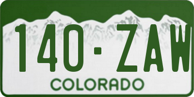 CO license plate 140ZAW