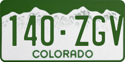 CO license plate 140ZGV