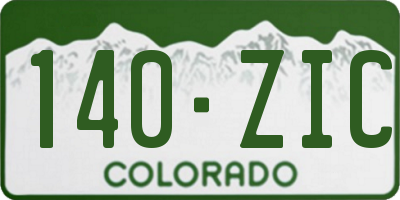 CO license plate 140ZIC