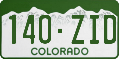 CO license plate 140ZID