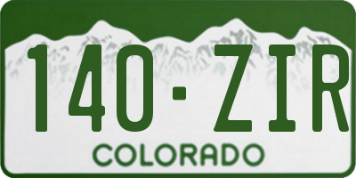 CO license plate 140ZIR