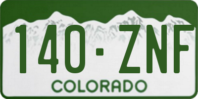 CO license plate 140ZNF