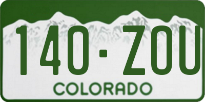 CO license plate 140ZOU