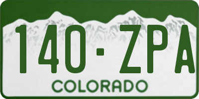 CO license plate 140ZPA