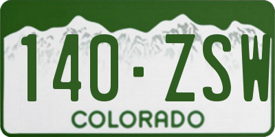 CO license plate 140ZSW