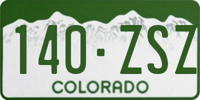 CO license plate 140ZSZ