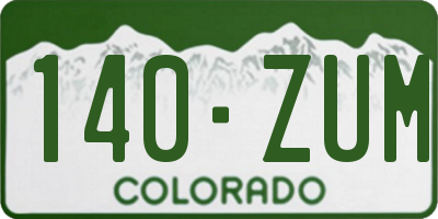 CO license plate 140ZUM