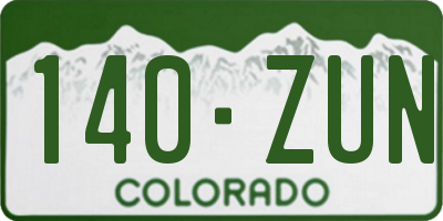 CO license plate 140ZUN