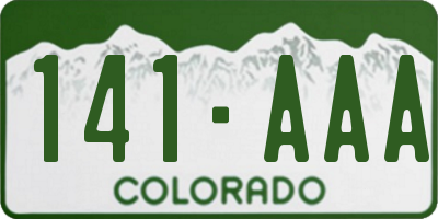 CO license plate 141AAA