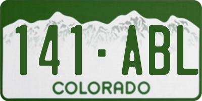CO license plate 141ABL