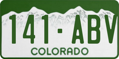 CO license plate 141ABV