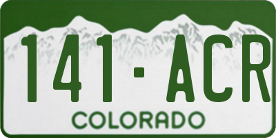 CO license plate 141ACR