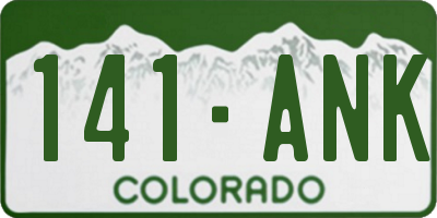 CO license plate 141ANK