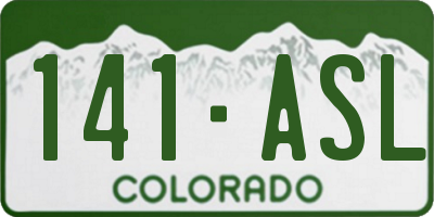 CO license plate 141ASL