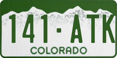 CO license plate 141ATK