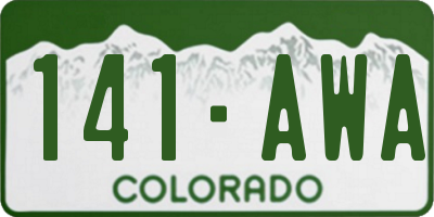 CO license plate 141AWA