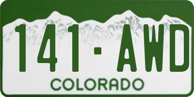 CO license plate 141AWD