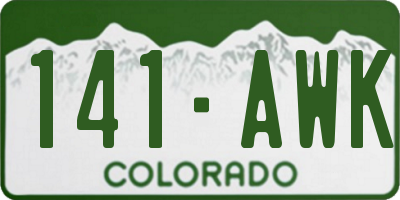 CO license plate 141AWK