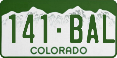 CO license plate 141BAL