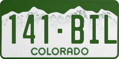 CO license plate 141BIL