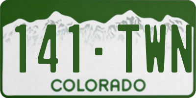 CO license plate 141TWN