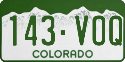 CO license plate 143VOQ