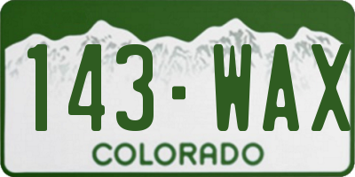 CO license plate 143WAX