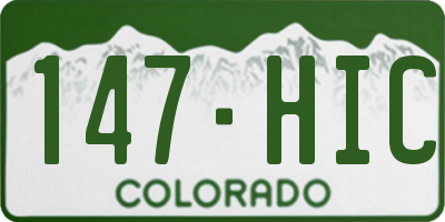 CO license plate 147HIC