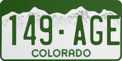 CO license plate 149AGE