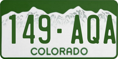 CO license plate 149AQA
