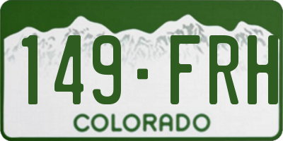 CO license plate 149FRH