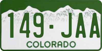 CO license plate 149JAA