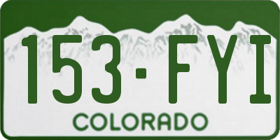 CO license plate 153FYI