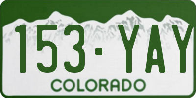 CO license plate 153YAY