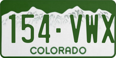 CO license plate 154VWX