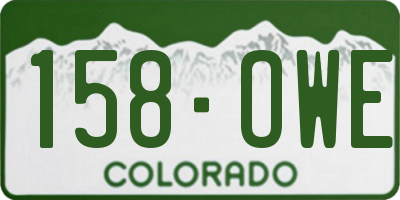 CO license plate 158OWE