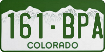 CO license plate 161BPA