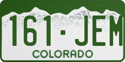 CO license plate 161JEM