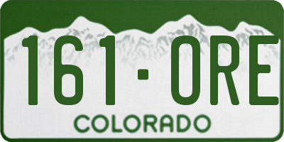 CO license plate 161ORE