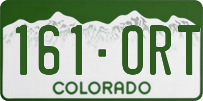 CO license plate 161ORT