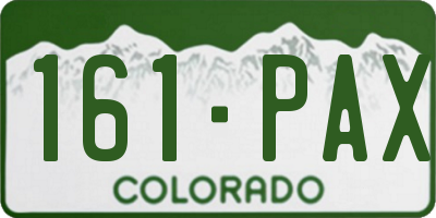 CO license plate 161PAX