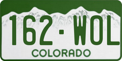 CO license plate 162WOL