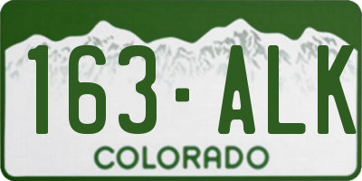 CO license plate 163ALK