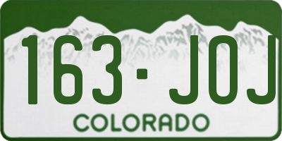 CO license plate 163JOJ