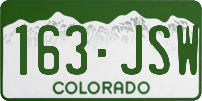 CO license plate 163JSW