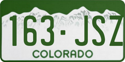 CO license plate 163JSZ