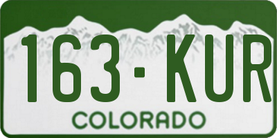 CO license plate 163KUR
